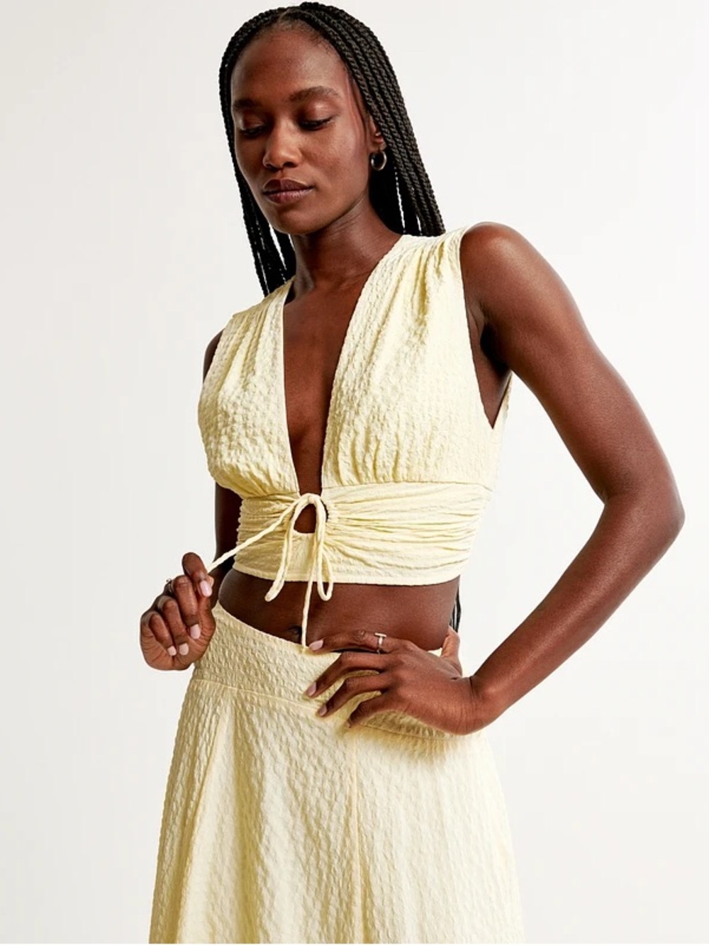 Abercrombie Yellow Textured Two-Piece Skirt Set